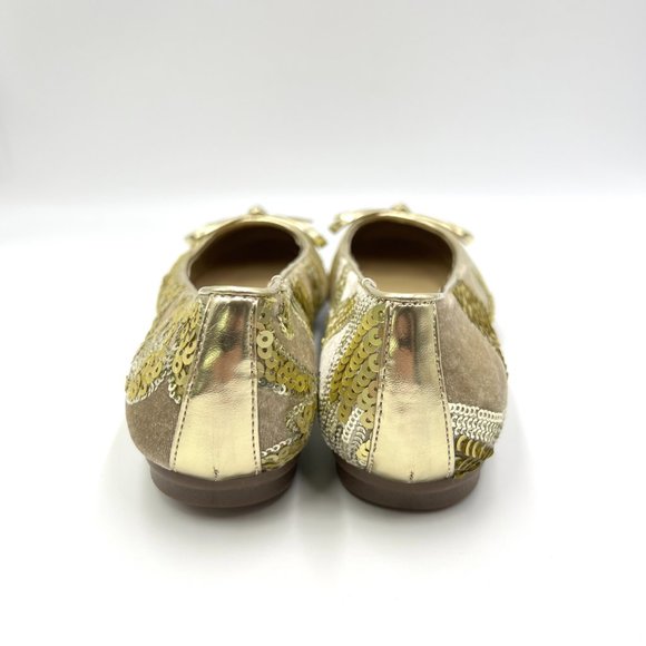 Easy Spirit X Martha Stewart Size 7 Gail Metallic Gold Sequin Ballet Flats Shoes - Picture 7 of 14